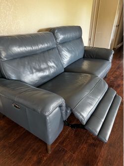 Moana Blue Leather Reclining Couches
