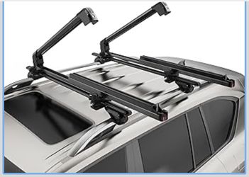 Ski & Snowboard Rack for Car Roof, 27.5" Loading Width Fits 6 Pairs of Skis or 4 Snowboards, Aluminum Roof Rack with Lock & Rubber Padding