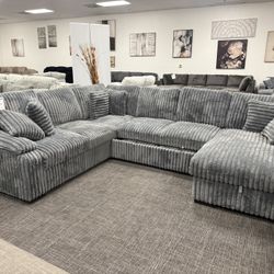 Light Gray Pullout Sectional + Storage 