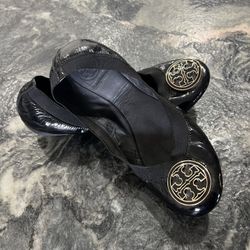 Tory Burch Black Leather Ballet Flats