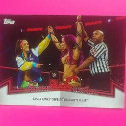 2019 Topps WWE Sasha Banks Defeats Charlotte Flair Raw-3 Superstars Women's Division Wrestle World Wrestling Sports Collectible Trading Pro Profession