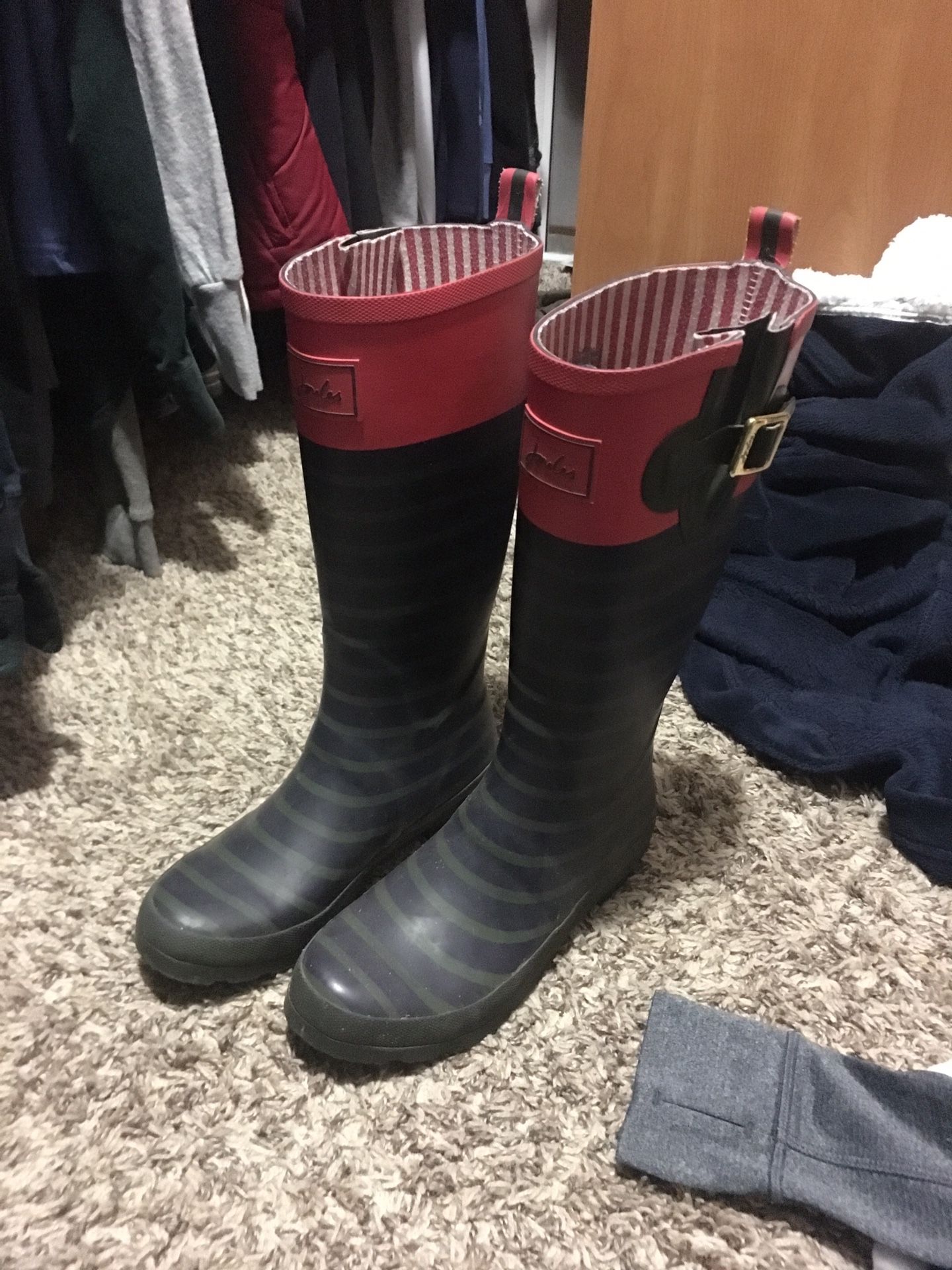 Joules striped rain boots