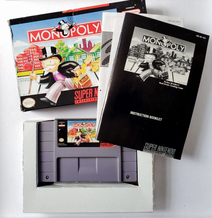 Authentic Monopoly SNES 1992 CIB Super Nintendo Video Game Complete Box Manual