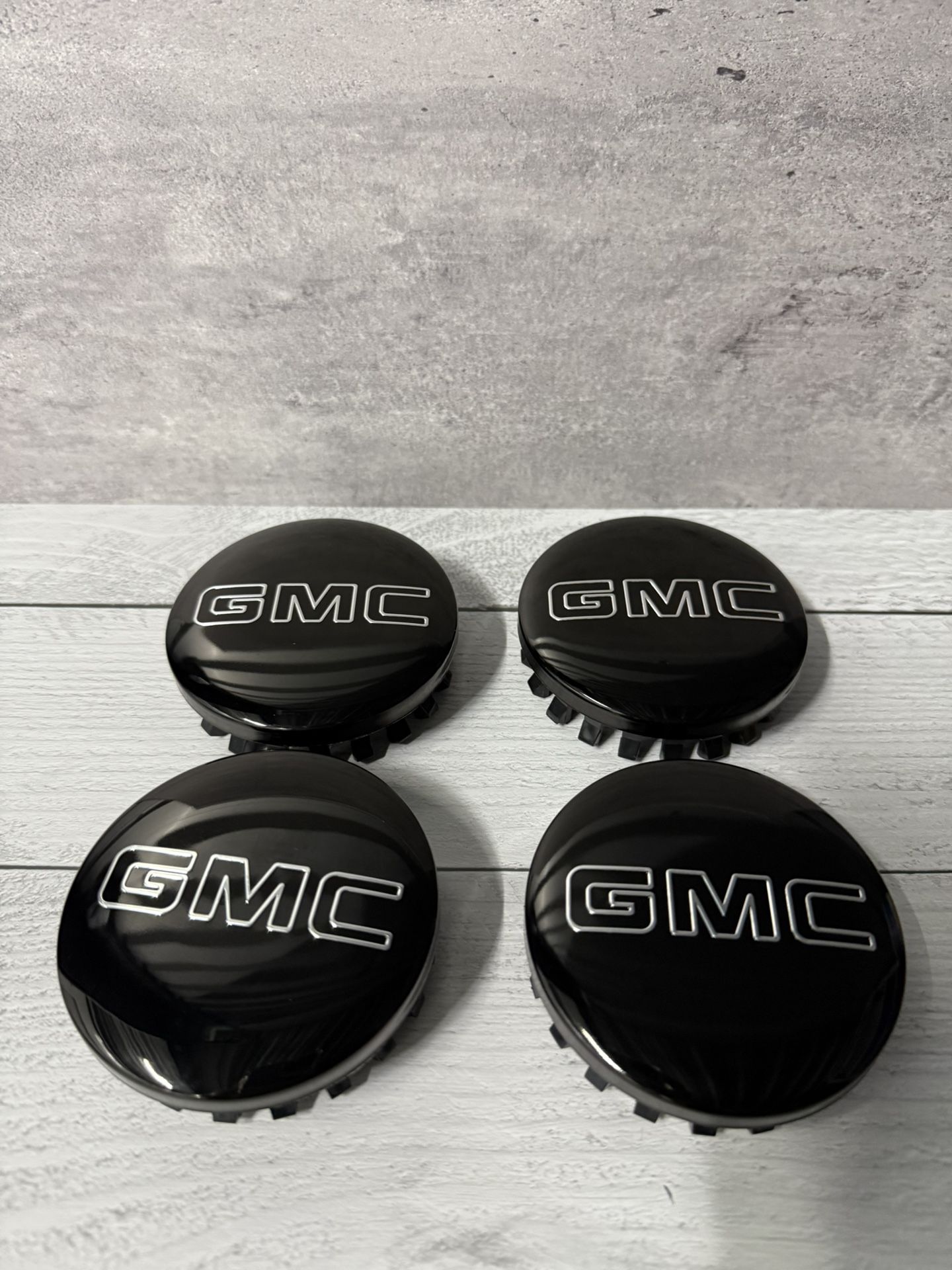 4x Gloss Black Wheel Rim Center Caps 3.25" For GMC Sierra Yukon Denali 2014-2024