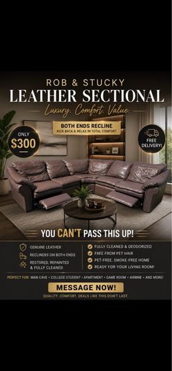 High-End Rob & Stucky Leather Sectional Sofa