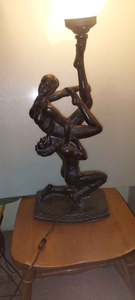 Art Deco style glass globe table lamp 