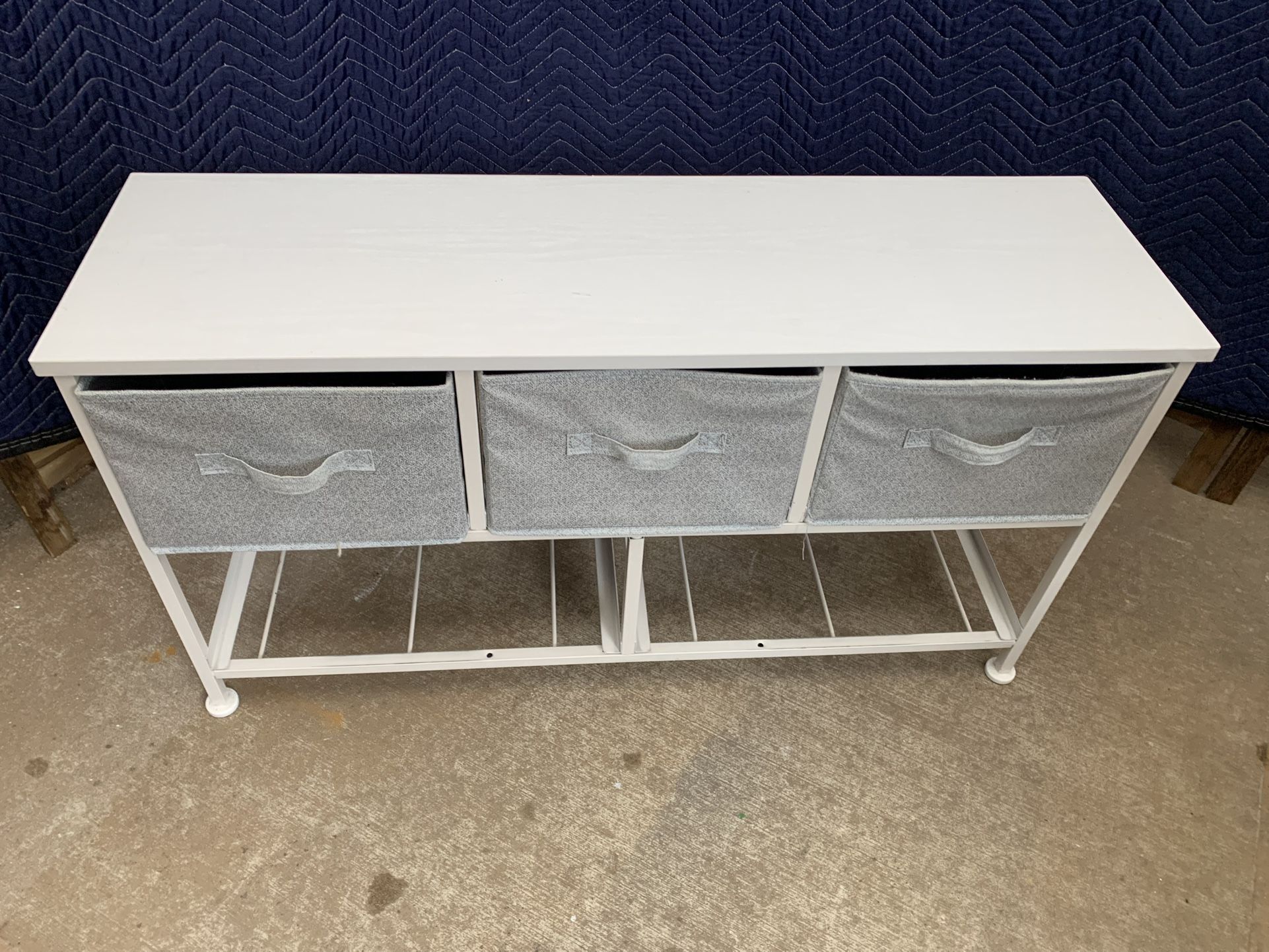 Storage Organizer with Fabric Drawers / Storage dresser / 3 fabric drawers (capacity for 5 drawers) 40 1/4 W x 12 D x 22 H