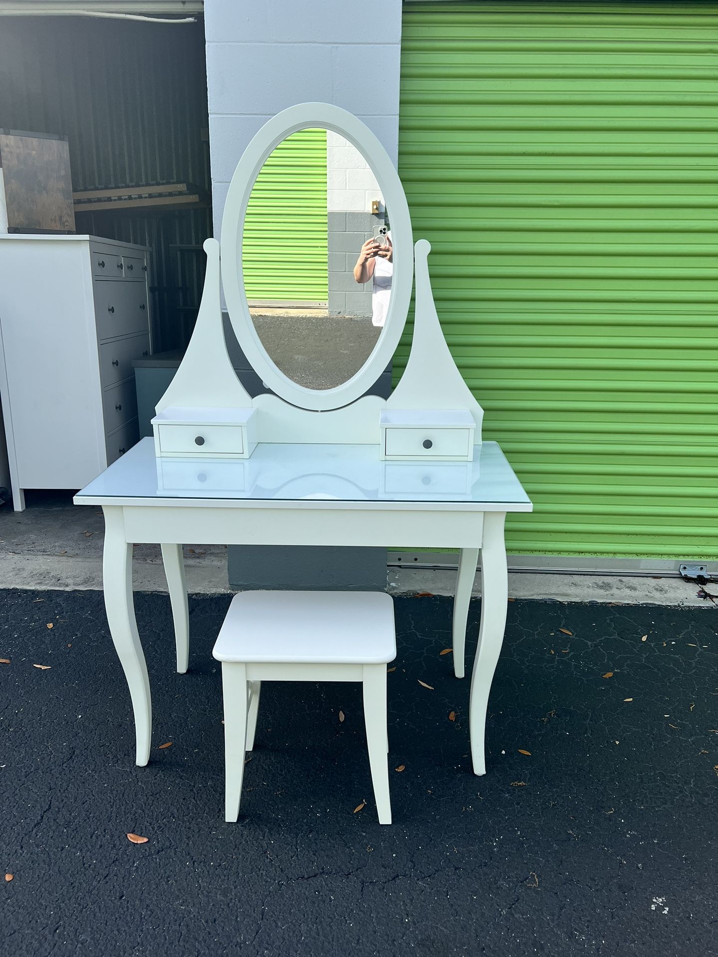 IKEA Hemmes Dressing Table w/ Mirror and Stool 39 3/8” x 19 5/8"