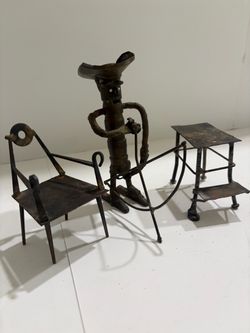 Mid Century Brutalist Metal Archer Figure Set Signed Samuel Yoskowitz Fine Art