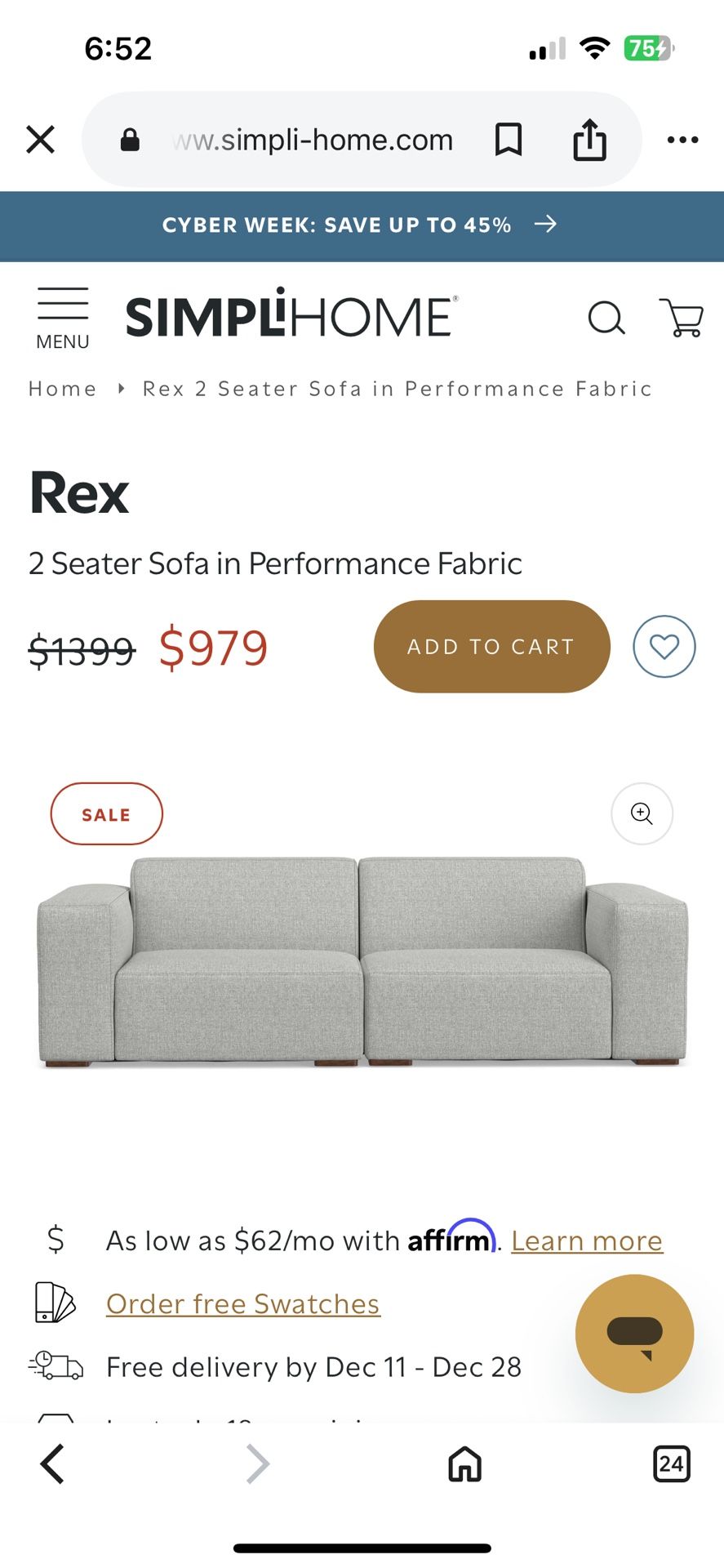 Simpli Rex Pale Grey Couch