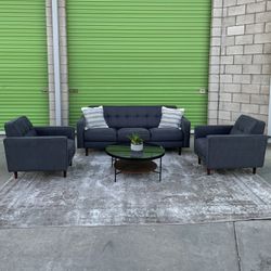 *Free Delivery* Gray Modern Living Spaces Couch Sofa Chair Set