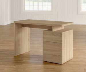 Modern Light Oak Finish Desk with Storage