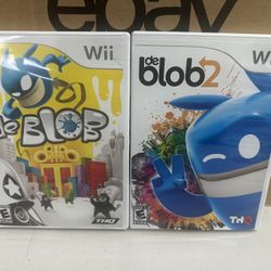 Lot of 2 Nintendo Wii Games De Blob & De Blob 2 w/ Manual Complete CIB Tested