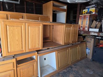 Solid Oak Front Kitchen and Dining Room Cabinets