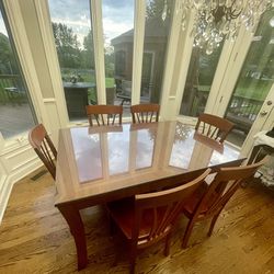 Dining Table With 6 Chairs And Glass Top And Extra Extension Leaf