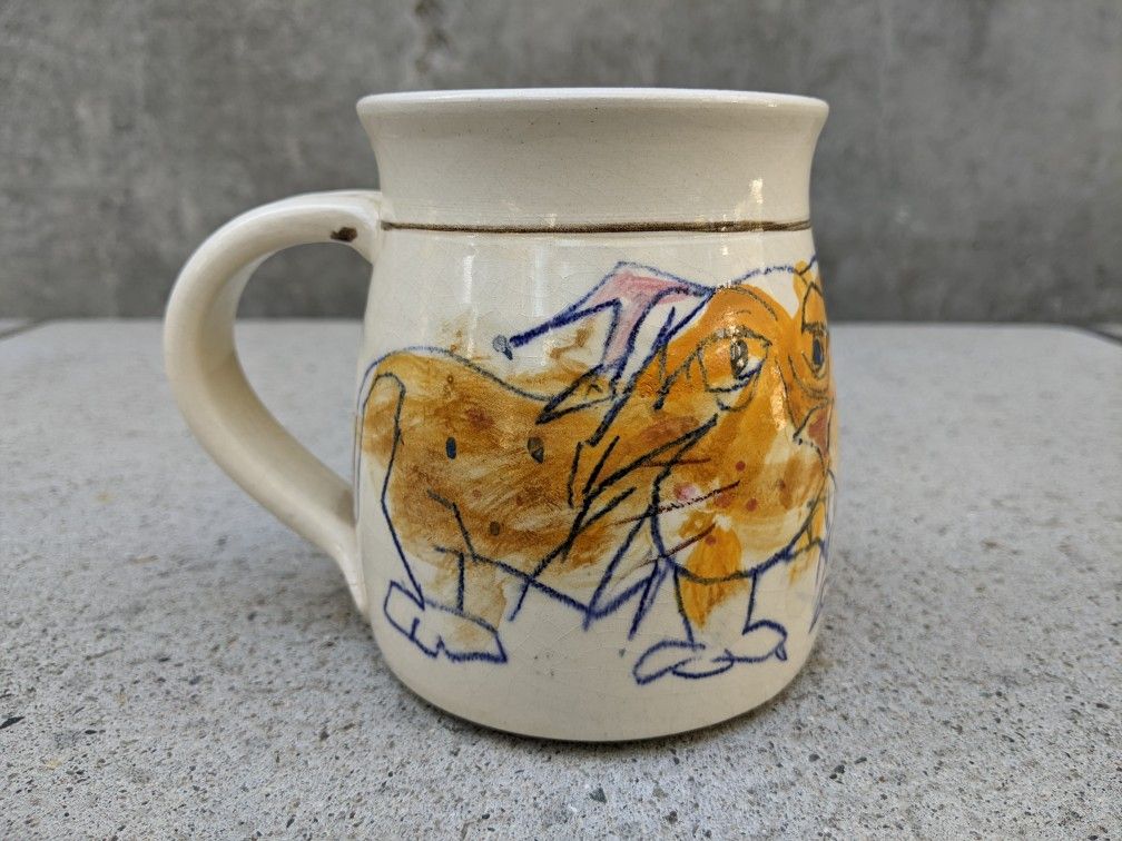 Signed California Artist Eric Darrow Ceramic Coffee Mug 15 oz MINT Condition