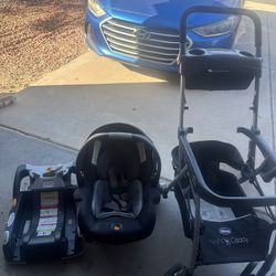Car seat With Base And Stroller Combination (with Diapers And Crib Sheet)