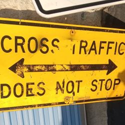 Retired "Cross Traffic Does Not Stop" Road Street 36" Metal Sign