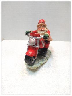 Vintage (circa 1999) 'Santa Riding A Motorcycle' Table Decor - 4" t x 4.5" h
