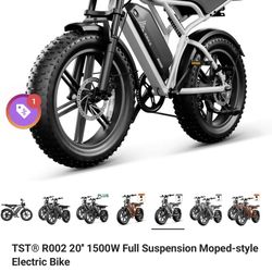 TST® R002 20'' 1500W Full Suspension Moped-style Electric Bike 