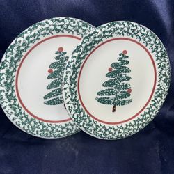 Furio Christmas Tree Salad Plates 8" Set Of 2 made in Italy