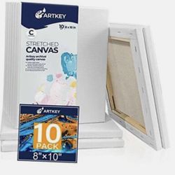Stretched Canvases for Painting 8x10 Inch 10-Pack, 10 oz 8"X10" (10-PACK)