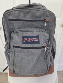 JanSport Cool Student 34L Backpack Gray Brown Trim 15" Laptop Sleeve NWOT