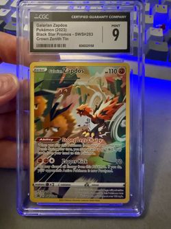 Galarian Zapdos CGC 9 Mint Pokemon Card SWSH283
