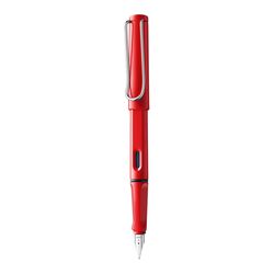 Lamy Safari Fountain Pen, RED, Medium Nib With 5 Assorted Color Lamy Ink Cartridges