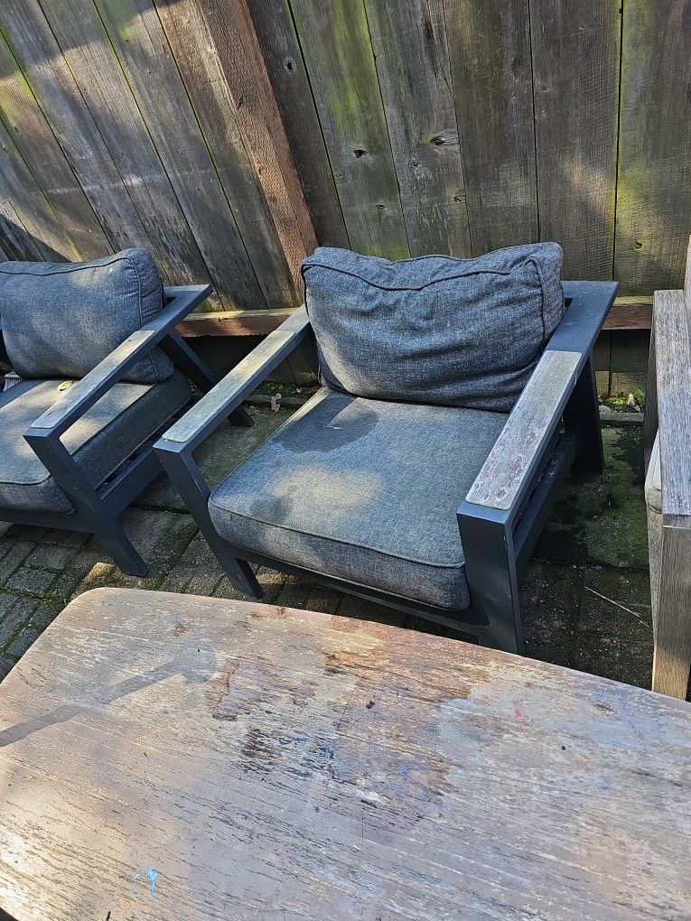 3 Armen Living Palau Outdoor Patio Lounge Chairs