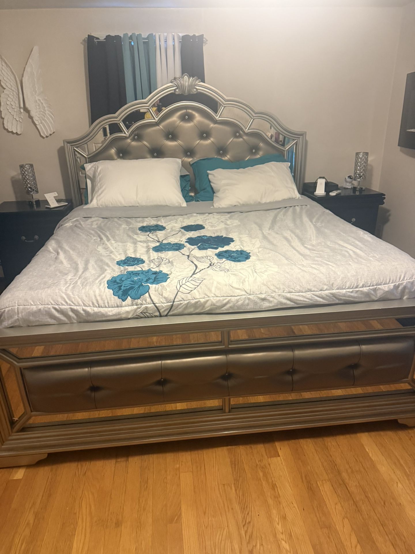 Beautiful Grey King Size Queen Crown Bed Frame
