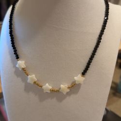 Stunning 5-Star Gold & Black Necklace – Brand New