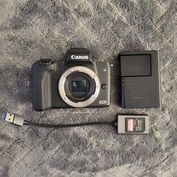 Canon EOS M50 Mark II Mirrorless Camera and SD Card/Adapter plus Charger