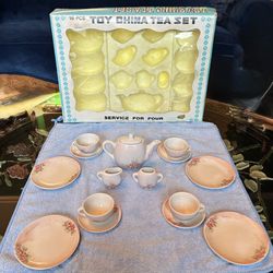 Vintage 13 pc Miniature Moss Rose Tea Set