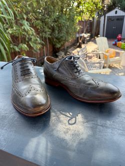 Cole Haan Men's Gray Leather Wingtip Brogue Oxford Dress Shoes Lace Up 9.5W