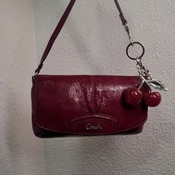 Coach Red Patent Leather Clutch Mini Bag/Wristlet 