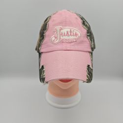 Women's Justin Boots Pink Camo Distressed AdjustableHat