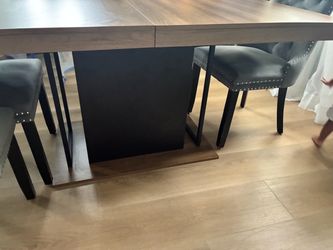 Modern Dining Table with Black Metal Base