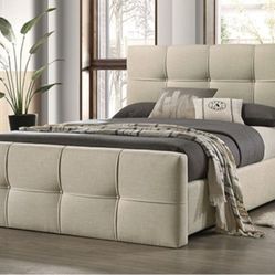 Brand New Beige Queen Bed Frame (Available In Eastern King)