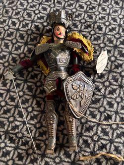 VINTAGE SICILIAN PUPPET MARIONETTE, WOOD, METAL. ORLANDO, ORIGINAL TAG