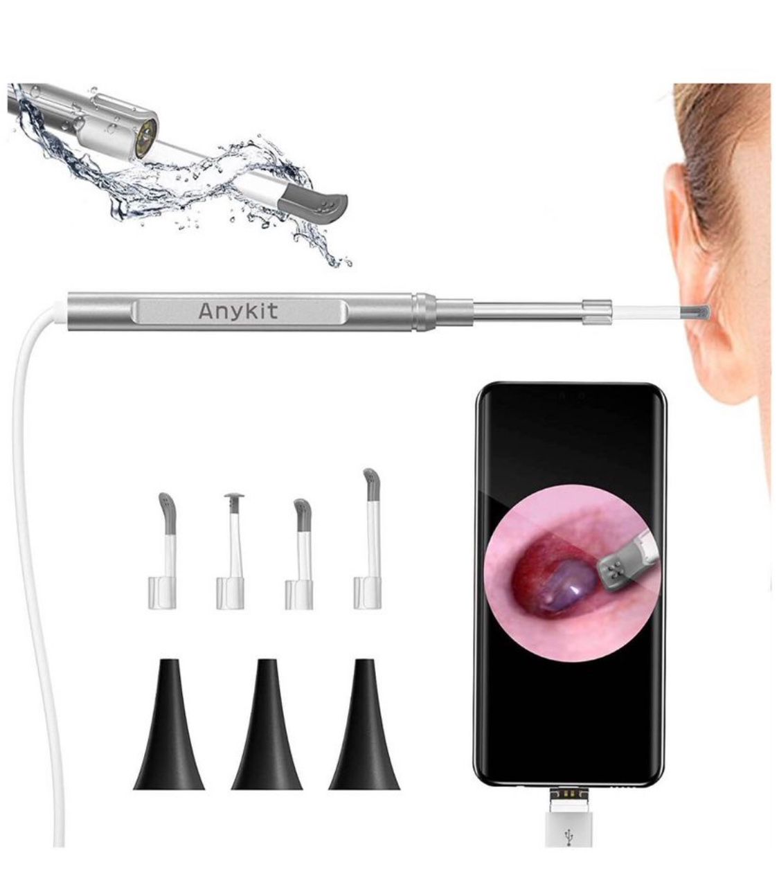 New! Ear Wax Removal Tool, HD Otoscope for Android and PC, Ultra Clear View Ear Camera with Wax Remover, Ear Endoscope with LED Lights, Ear Cleaning C