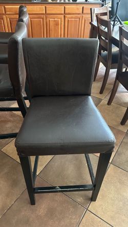 Dark Brown Faux Leather Counter Stool