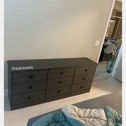 Gray 9 drawer dresser