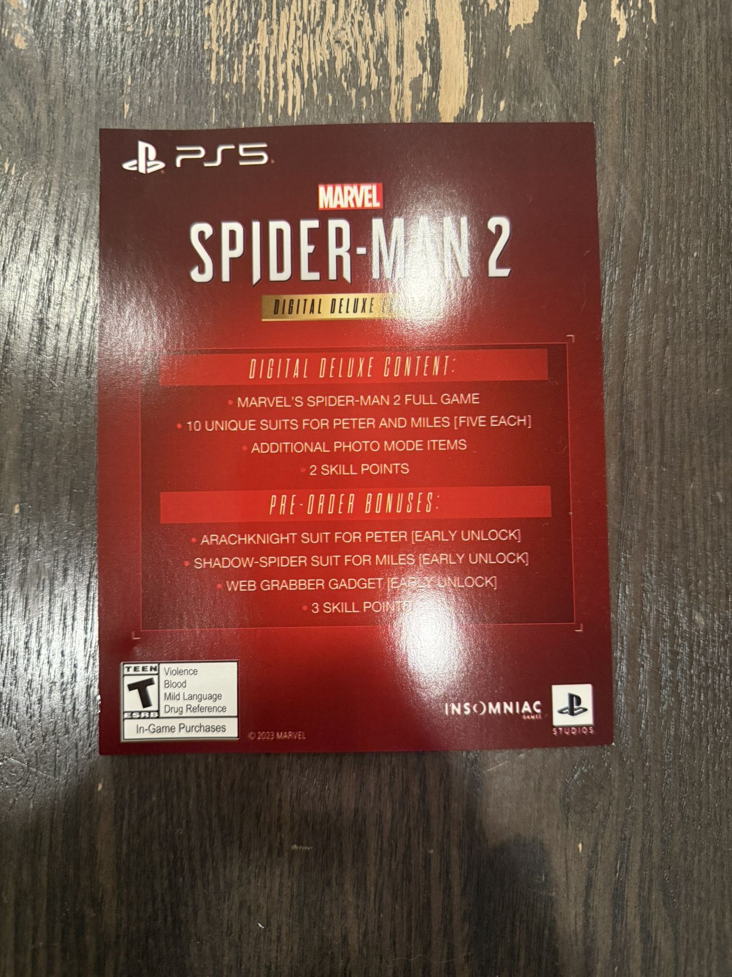 Marvel Spider-Man 2 Digital Deluxe Edition (PS5) Full game + Extra Deluxe Items