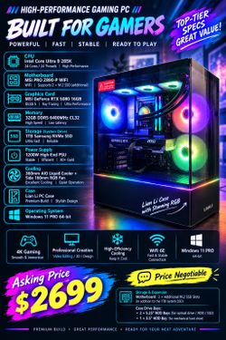 High-End Gaming / Workstation PC: Intel Ultra 9 285K | RTX 5080 | 32GB D5 6400MHz | Z890 | 1200W PSU (Los Angeles Area)