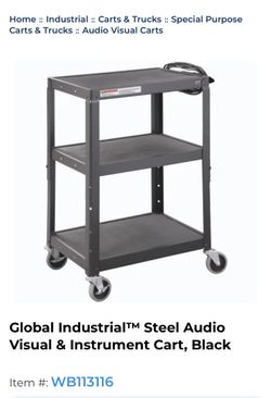 Global Industrial Steel Audio Visual & Instrument Cart, Black, New