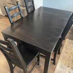 Black Wooden Dining Table and Chairs