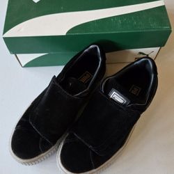 Puma Suede Black Velcro Platform Sneakers