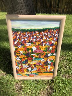 Beautiful Haitian Painting Framed 24X36