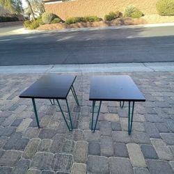 Two Black And Turquoise End Tables